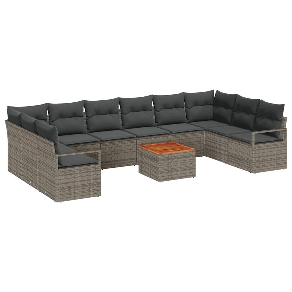 Zestaw sof ogrodowych 11 pcs Szary rattan & szkło hartowane Lumarko!