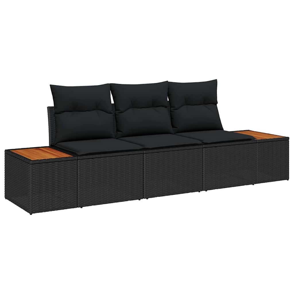 Zestaw Sof na Ogród 3 pcs Czarny 239 x 62 x 85 cm Polirattan Lumarko!