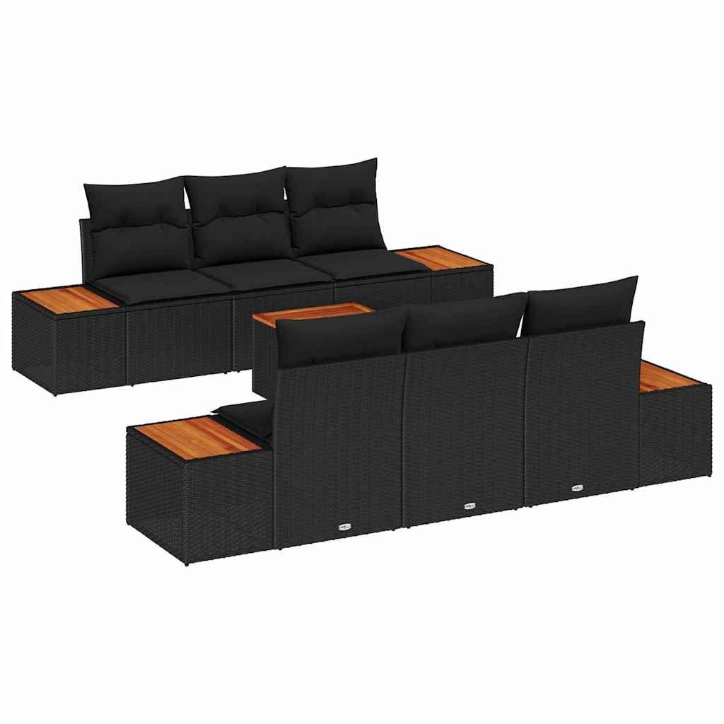 Zestaw Sof na Ogród z poduszką 7 pcs Czarny Polirattan Lumarko!