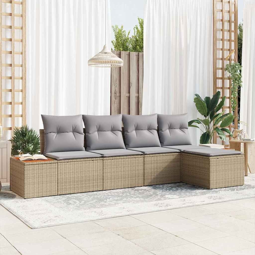 Zestaw Sof na Ogród 5 pcs beżowo-jasnoszary 184 x 62 x 85 cm Lumarko!