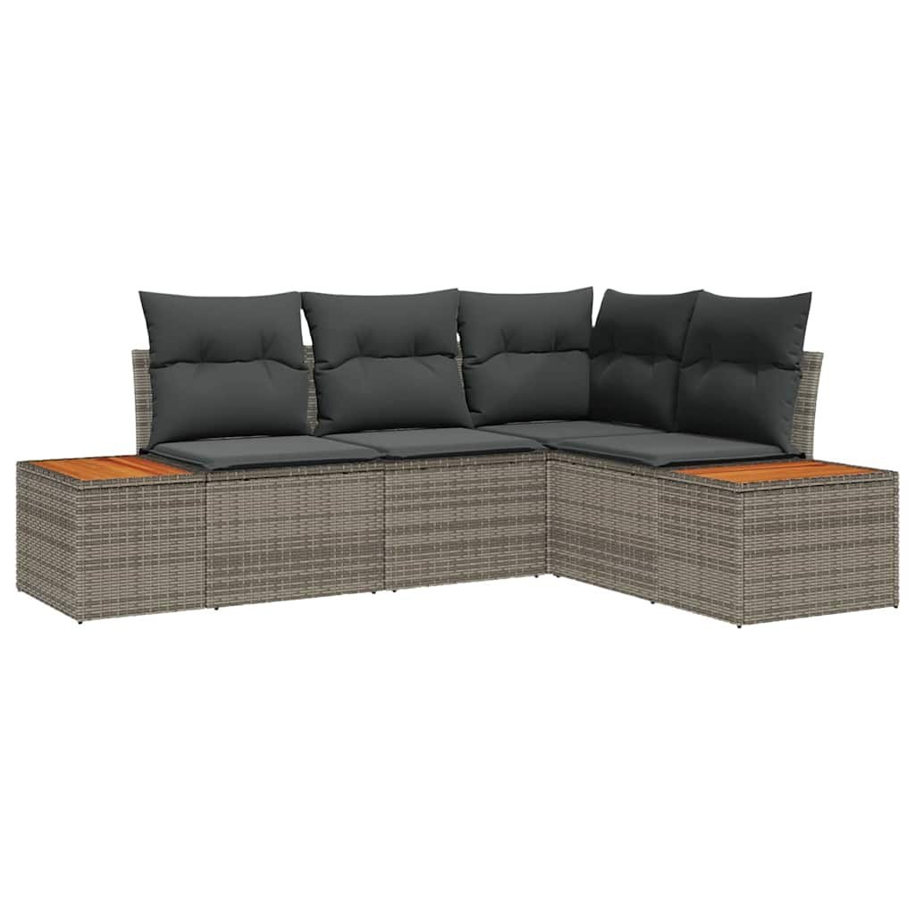 Zestaw Sof na Ogród 4 pcs Szary 209 x 154 x 85 cm Polirattan Lumarko!