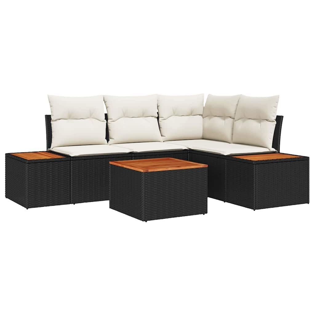 Zestaw Sof na Ogród 5 pcs Czarny i kremowy 209 x 154 x 85 cm Lumarko!