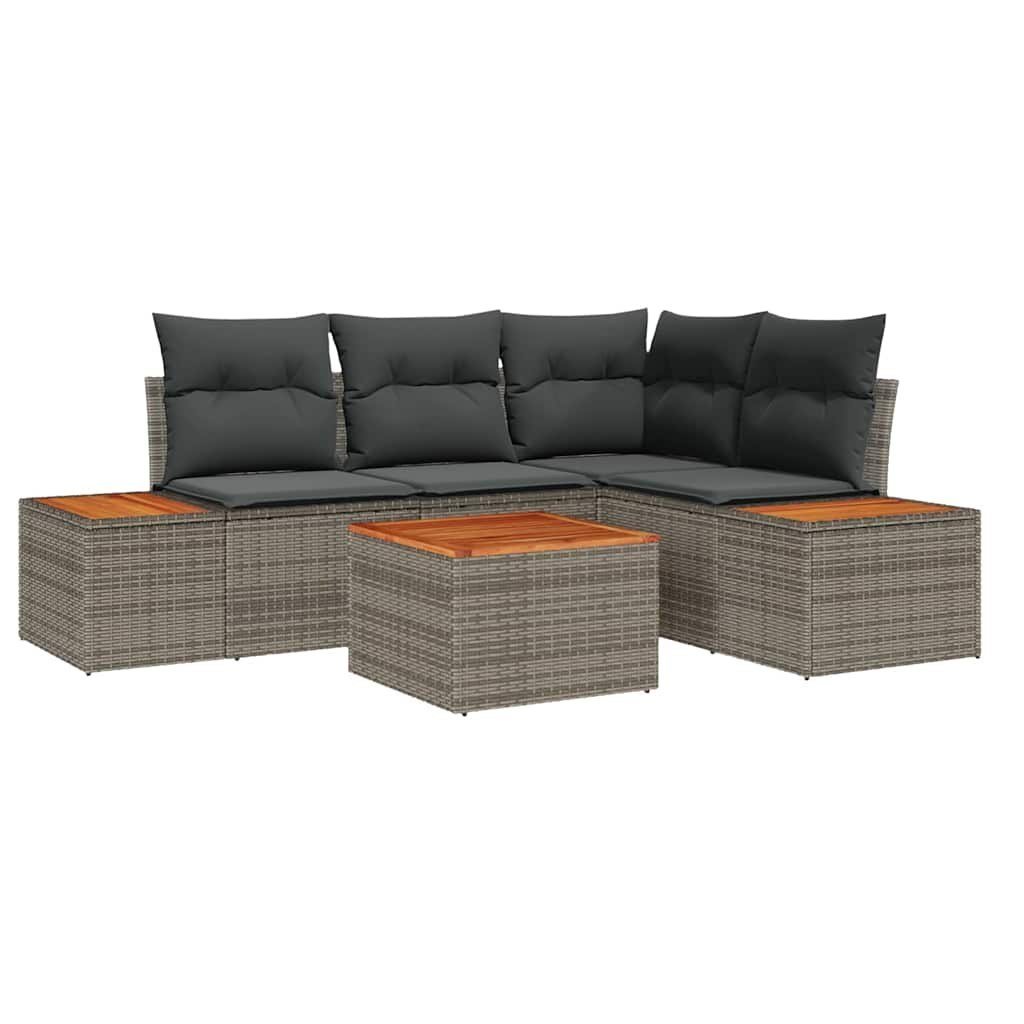 Zestaw Sof na Ogród 5 pcs Szary 209 x 154 x 85 cm Polirattan Lumarko!
