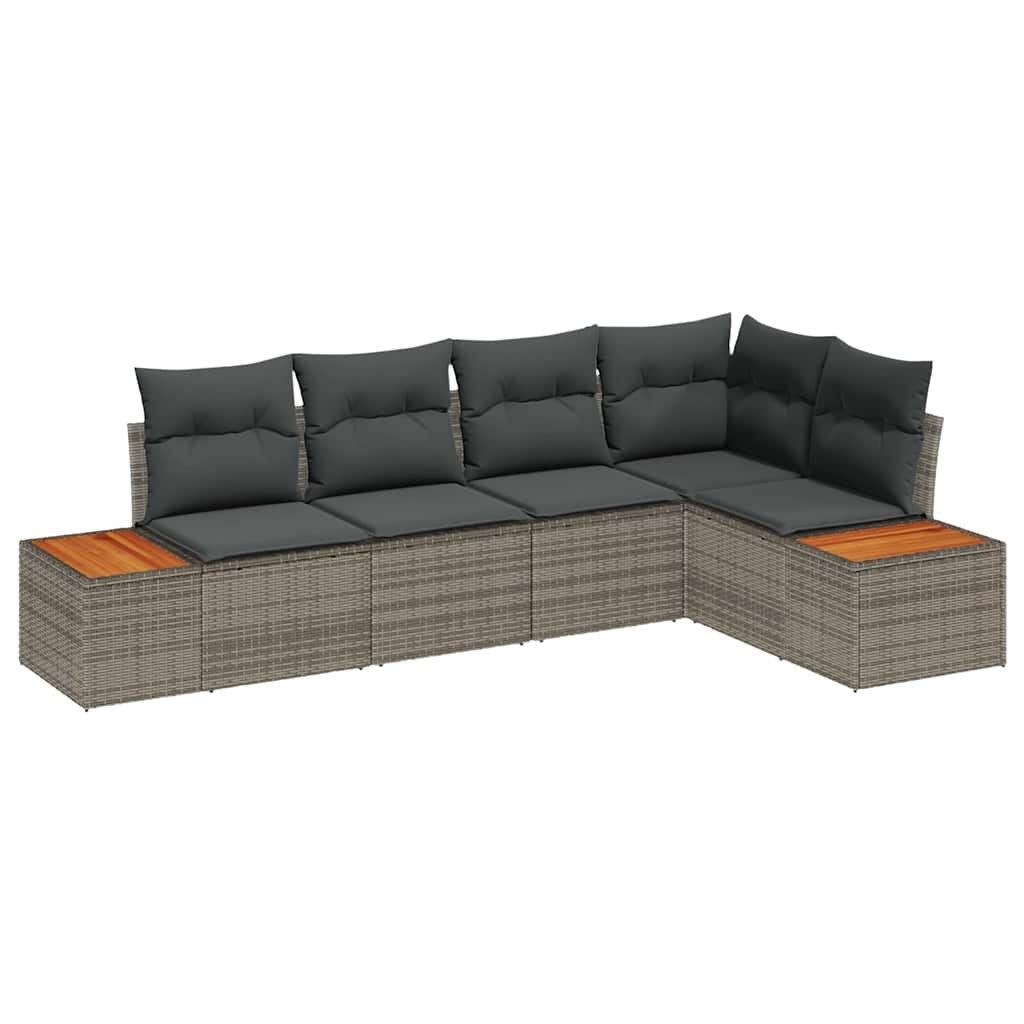 Zestaw Sof na Ogród 5 pcs Szary 264 x 154 x 85 cm Polirattan Lumarko!