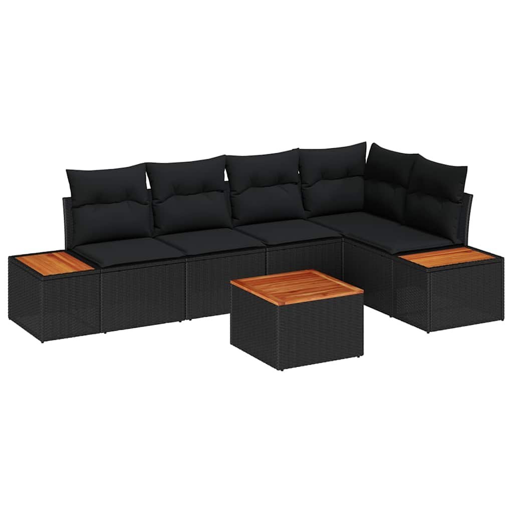 Zestaw Sof na Ogród 6 pcs Czarny 264 x 154 x 85 cm Polirattan Lumarko!