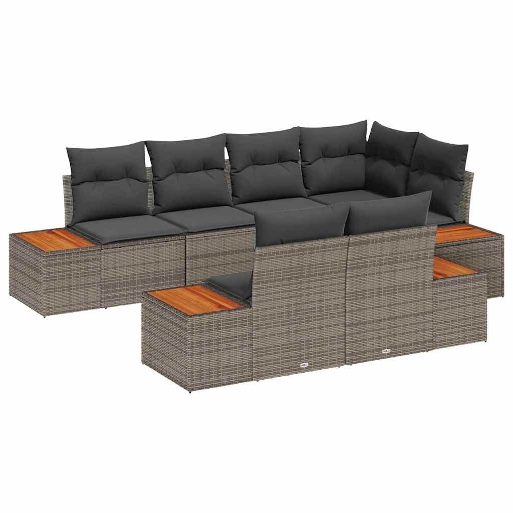 Zestaw Sof na Ogród 7 pcs Szary 264 x 154 x 85 cm Polirattan Lumarko!