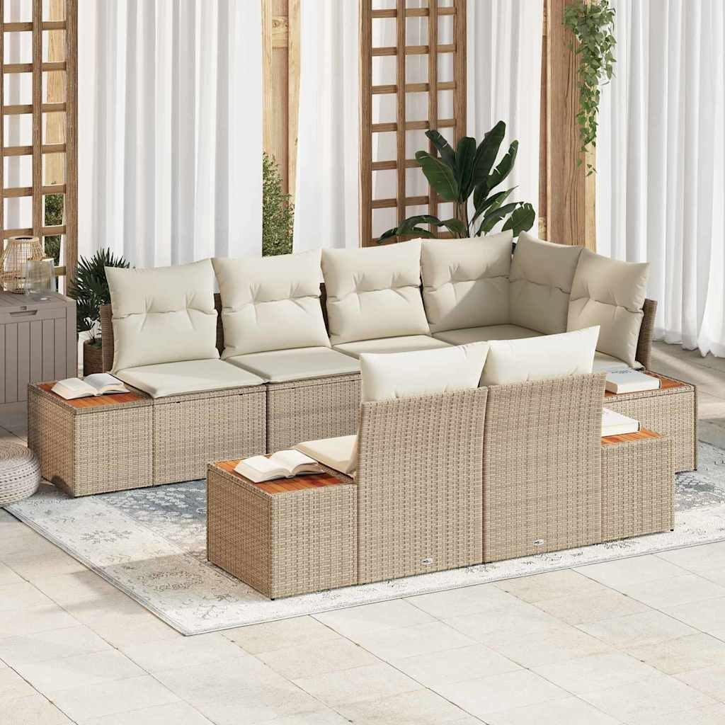 Zestaw Sof na Ogród 7 pcs beżowo-kremowy 264 x 154 x 85 cm Lumarko!