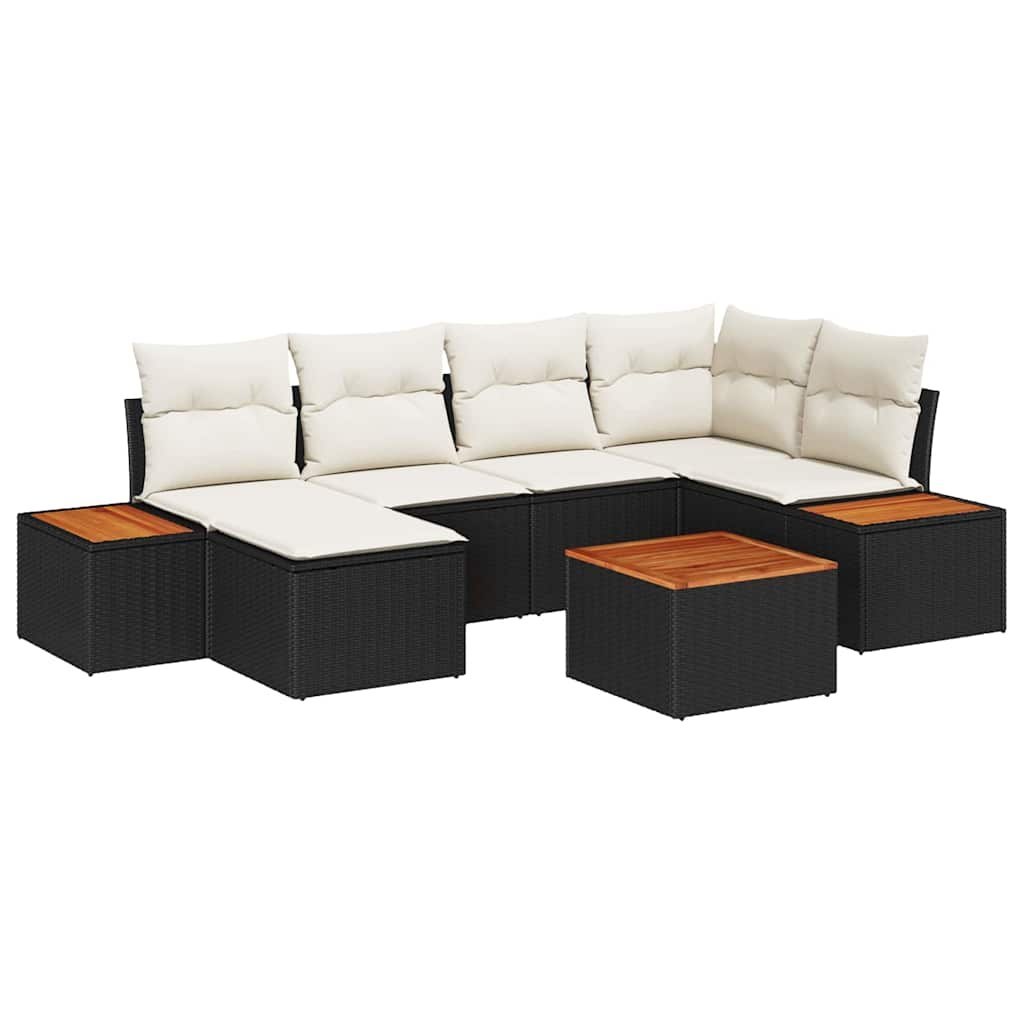 Zestaw Sof na Ogród 7 pcs Czarny i kremowy 264 x 154 x 85 cm Lumarko!