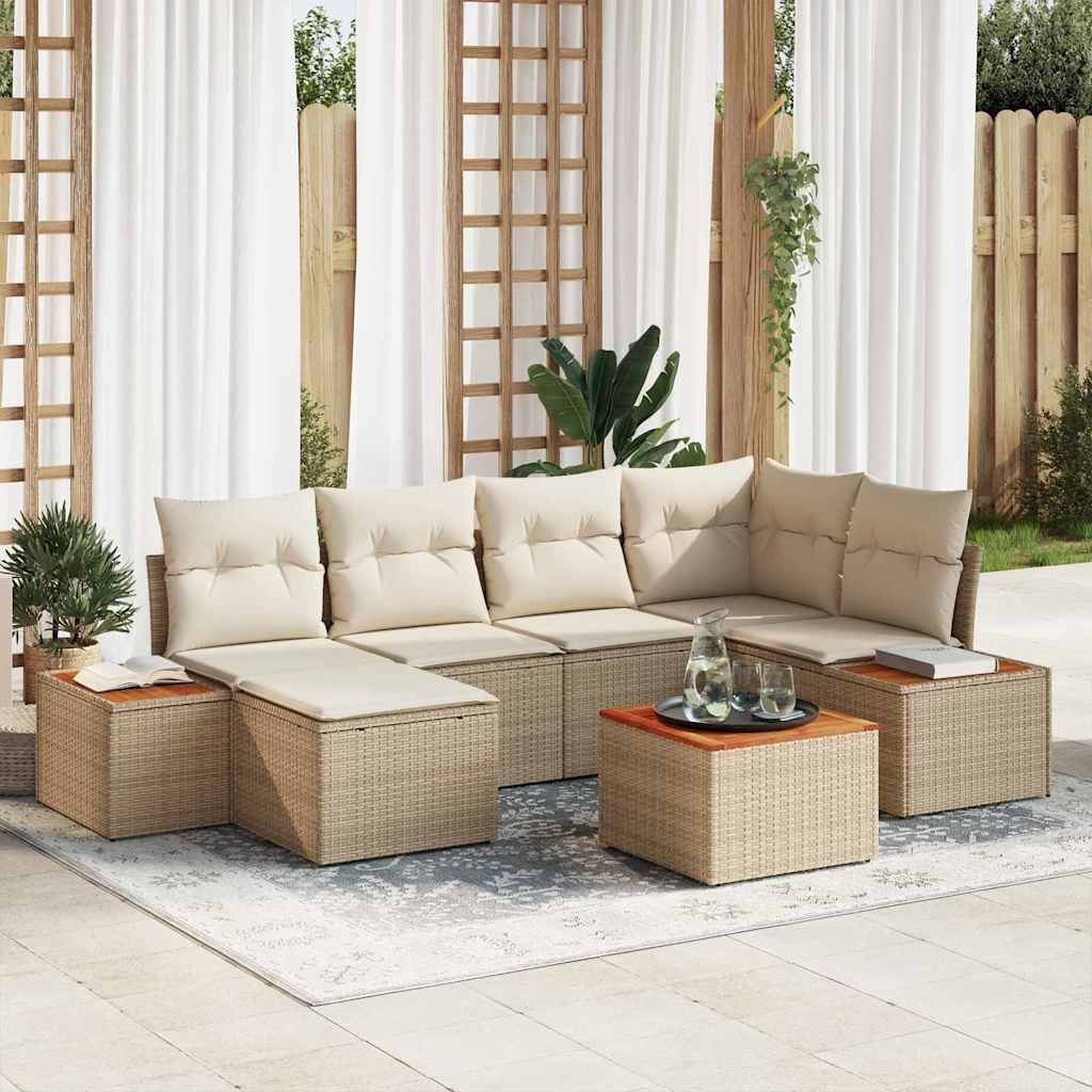 Zestaw Sof na Ogród 7 pcs beżowo-kremowy 264 x 154 x 85 cm Lumarko!