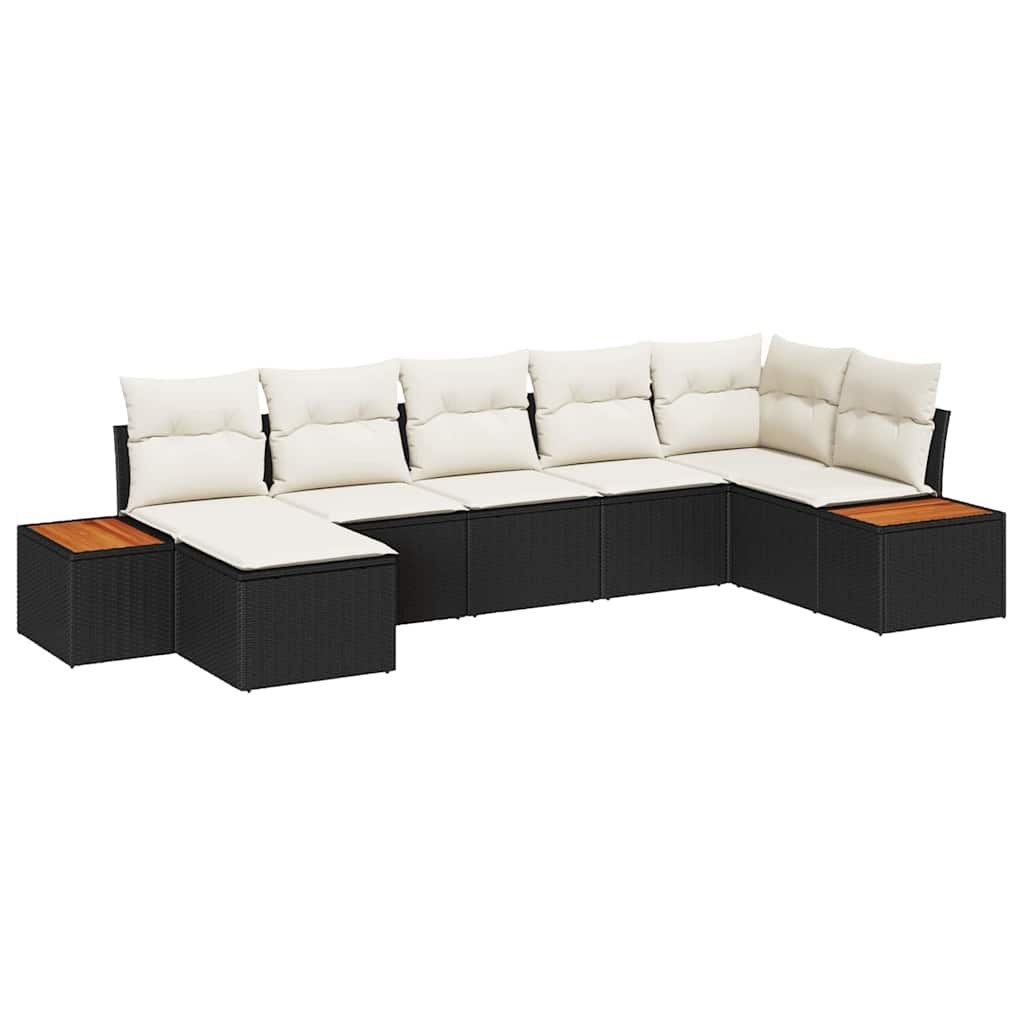 Zestaw Sof na Ogród 7 pcs Czarny i kremowy 319 x 154 x 85 cm Lumarko!