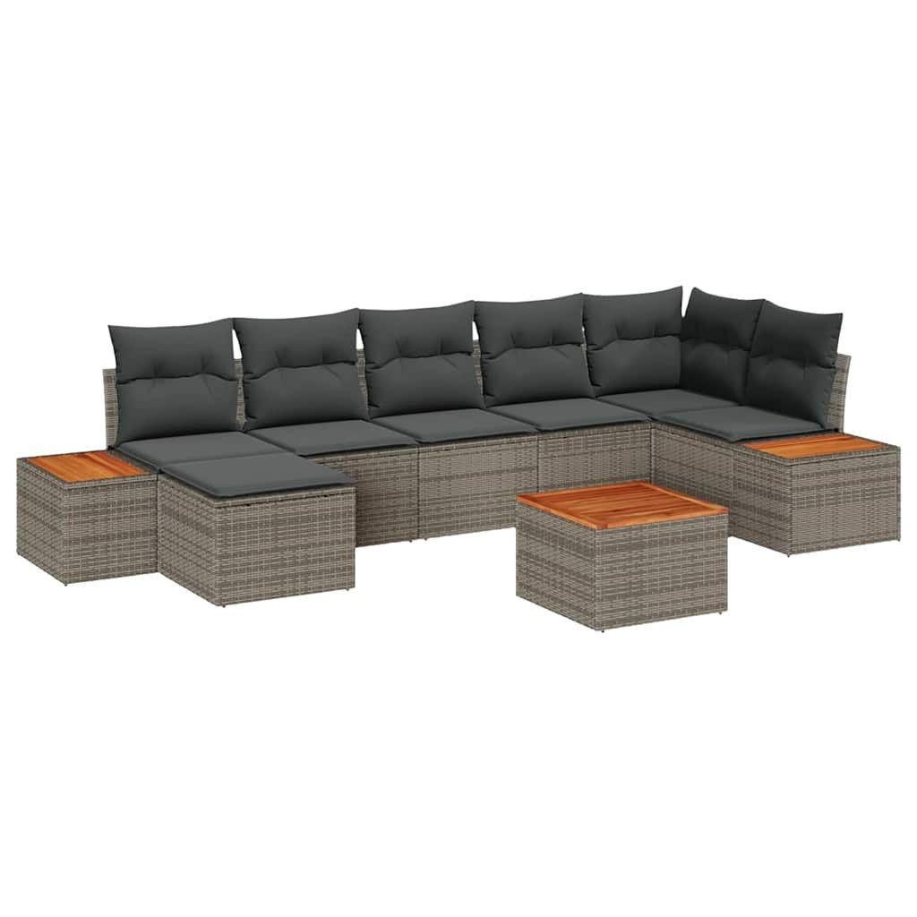 Zestaw Sof na Ogród 8 pcs Szary 319 x 154 x 85 cm Polirattan Lumarko!