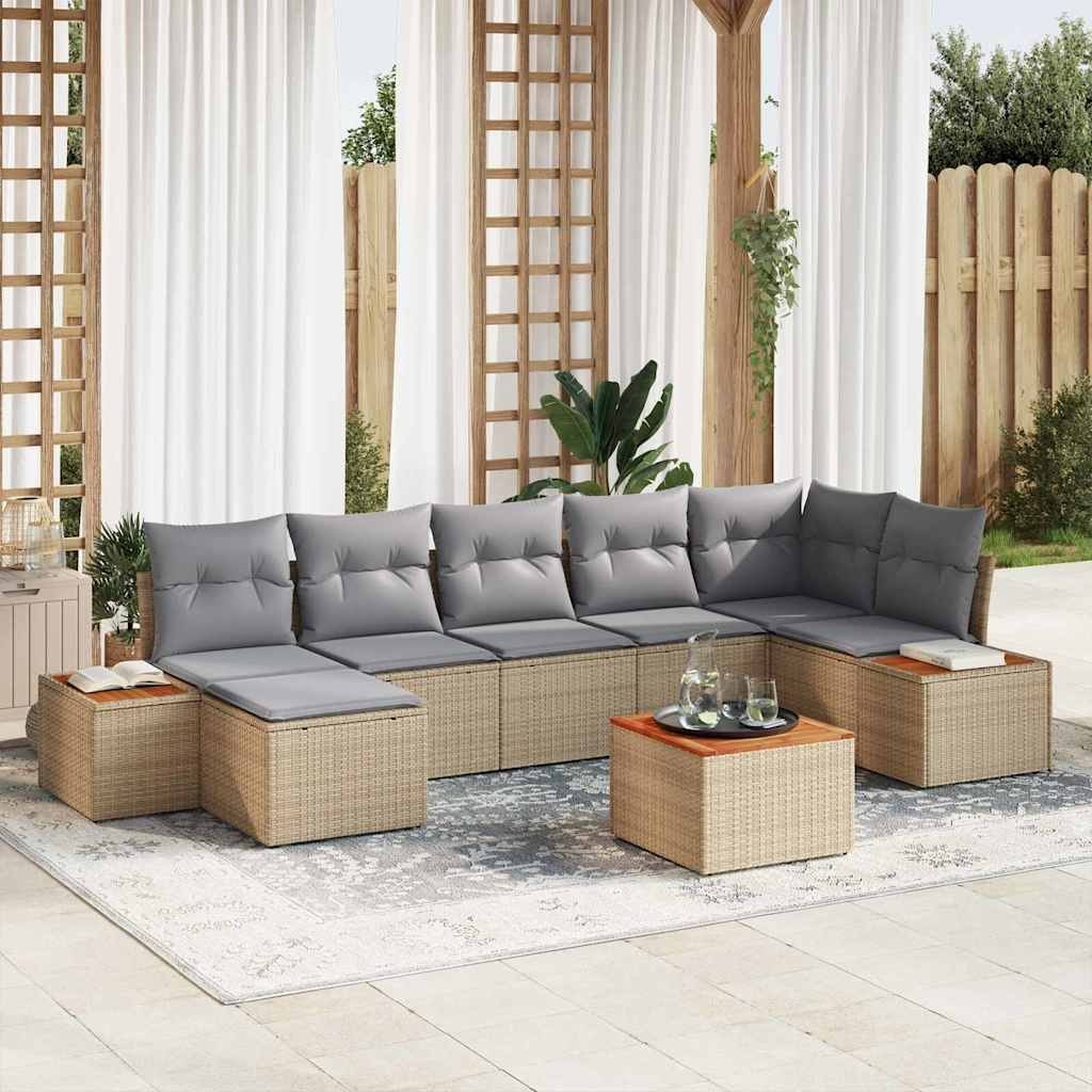 Zestaw Sof na Ogród 8 pcs beżowo-jasnoszary 319 x 154 x 85 cm Lumarko!