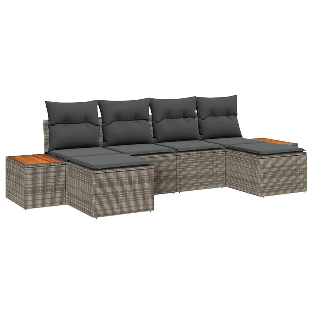 Zestaw Sof na Ogród 6 pcs Szary 184 x 62 x 85 cm Polirattan Lumarko!