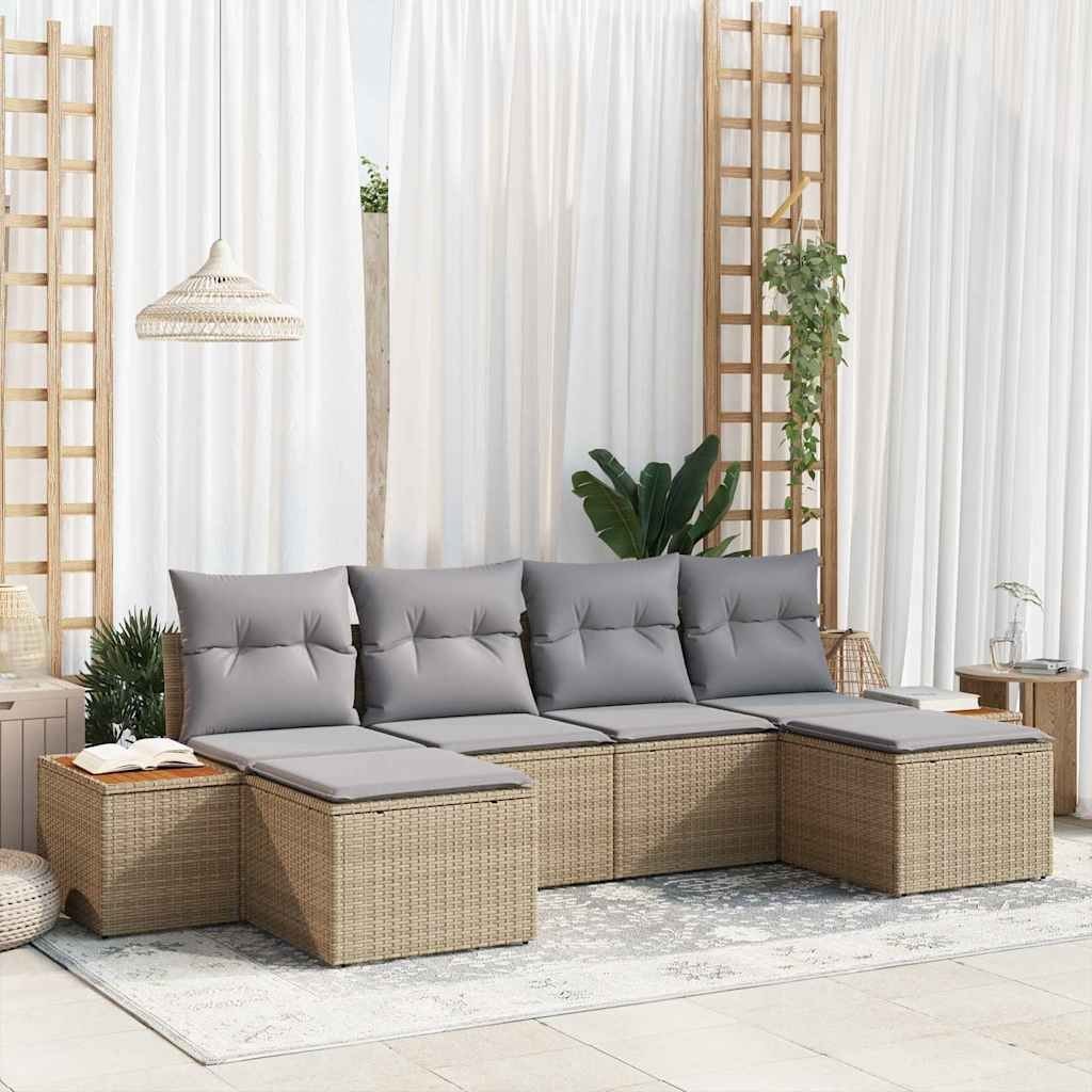 Zestaw Sof na Ogród 6 pcs beżowo-jasnoszary 184 x 62 x 85 cm Lumarko!