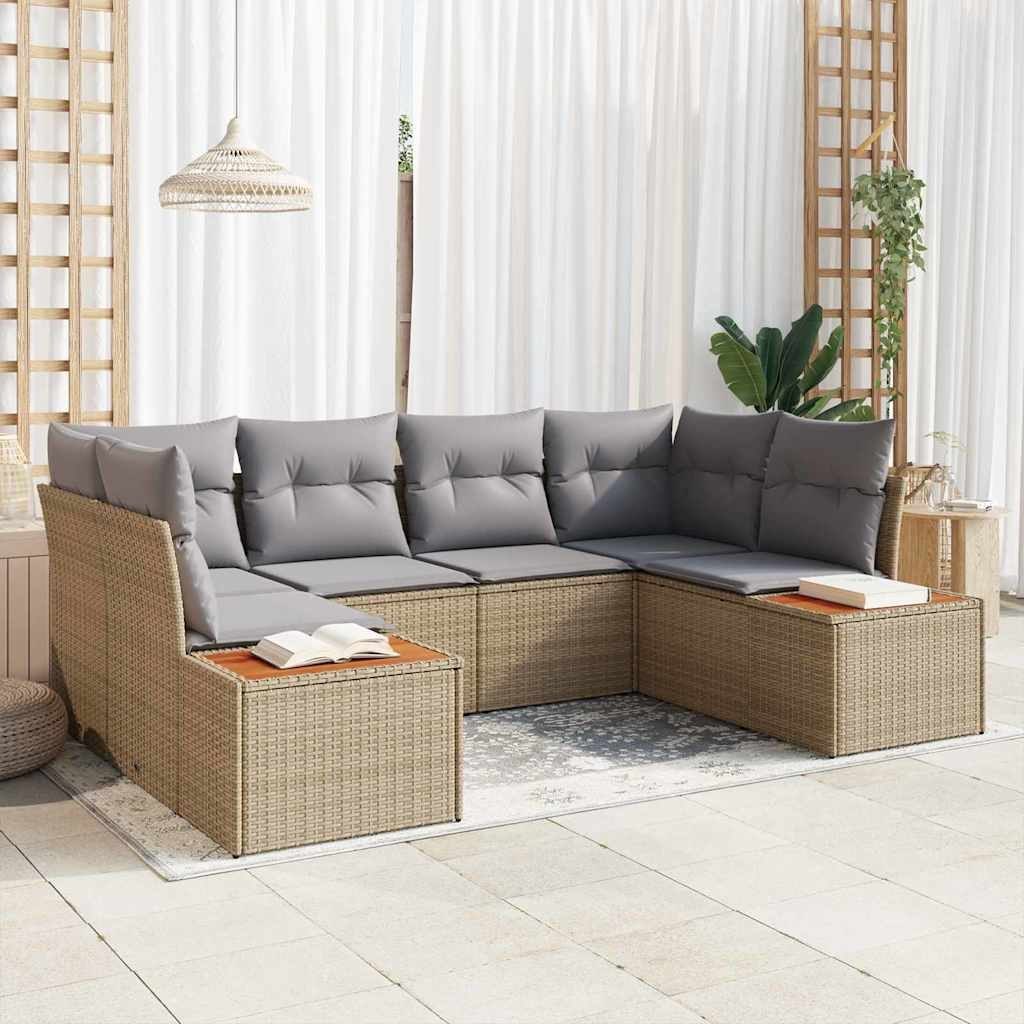 Zestaw Sof na Ogród 6 pcs beżowo-jasnoszary 234 x 154 x 85 cm Lumarko!