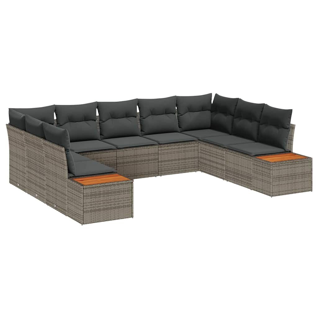 Zestaw Sof na Ogród 5 pcs Szary 289 x 209 x 85 cm Polirattan Lumarko!