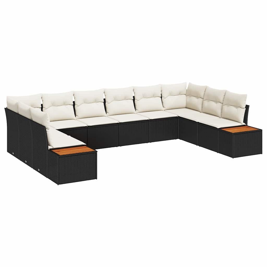 Zestaw Sof na Ogród 10 pcs Czarny i kremowy 344 x 209 x 85 cm Lumarko!
