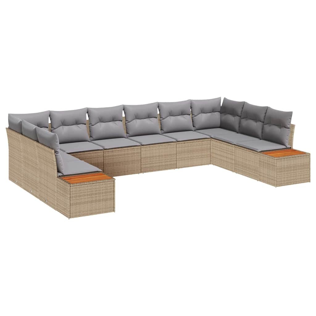 Zestaw Sof na Ogród 10 pcs beżowo-jasnoszary 344 x 209 x 85 cm Lumarko!