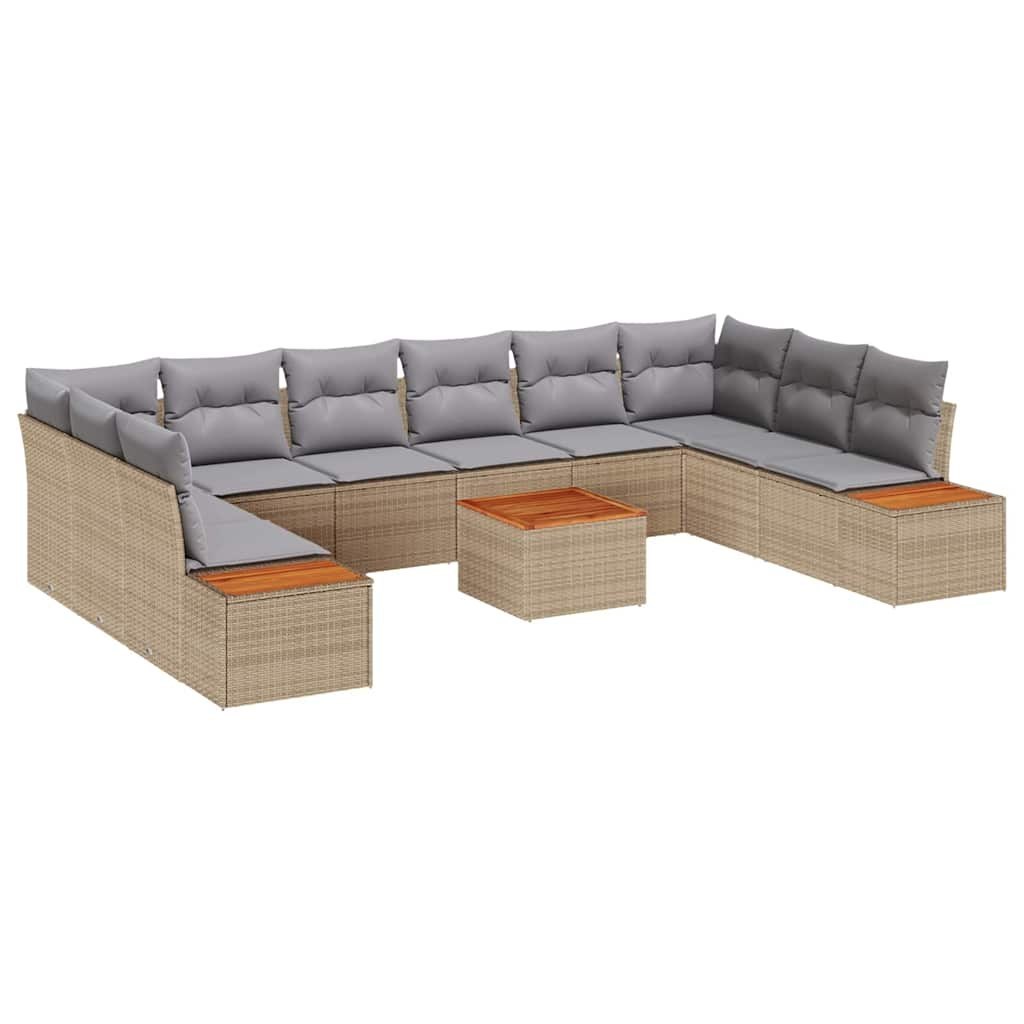 Zestaw Sof na Ogród 11 pcs beżowo-jasnoszary 344 x 209 x 85 cm Lumarko!