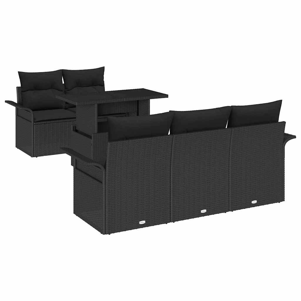 Zestaw Sof na Ogród z poduszką 6 pcs Czarny Polirattan Lumarko!