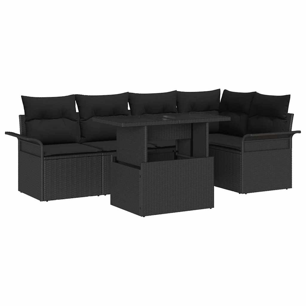 Zestaw Sof na Ogród z poduszką 6 pcs Czarny Polirattan Lumarko!