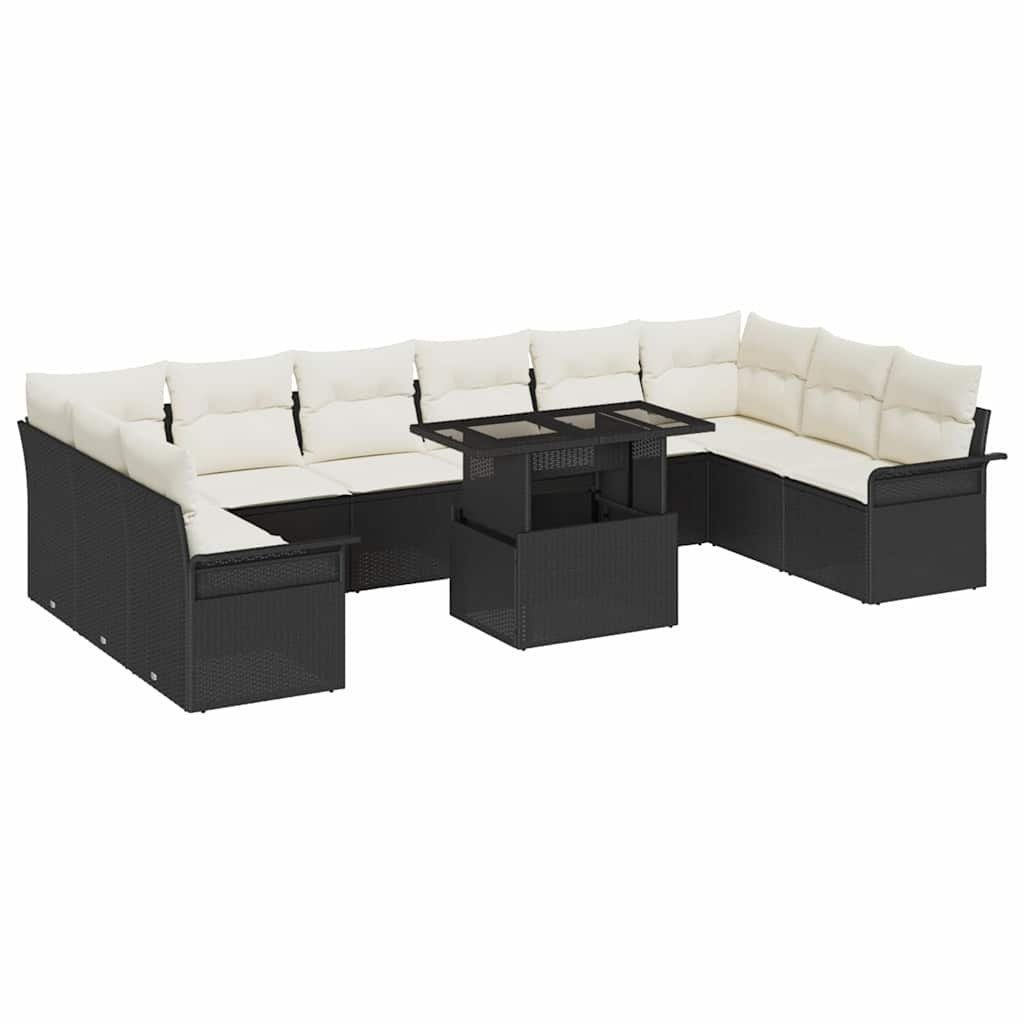 Zestaw Sof na Ogród 11 pcs Czarny 100 x 55 x 73 cm Polirattan Lumarko!