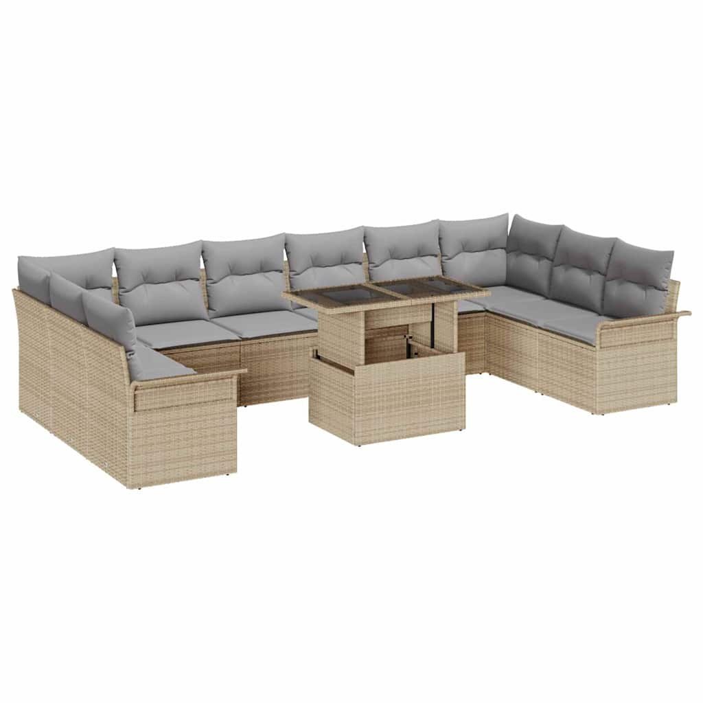 Zestaw Sof na Ogród 11 pcs Beżowy 100 x 55 x 73 cm Polirattan Lumarko!