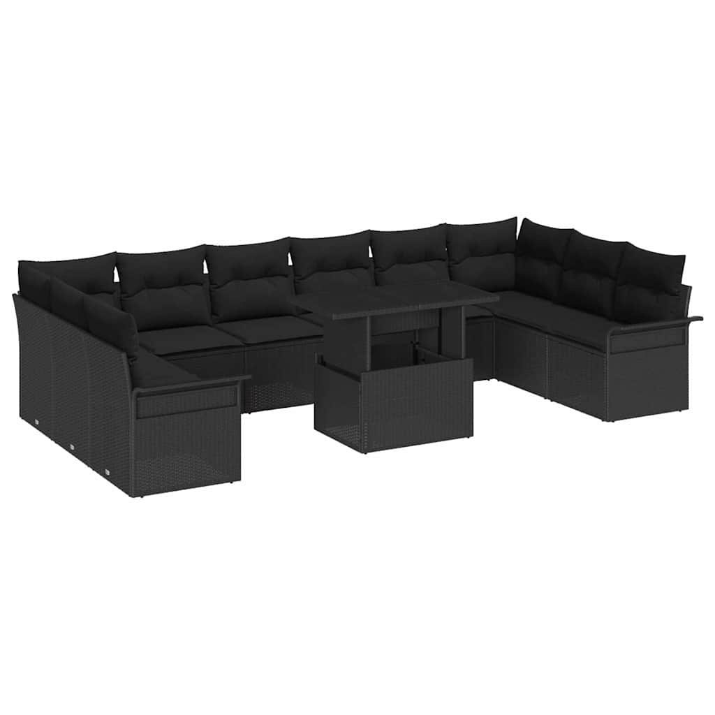Zestaw Sof na Ogród 11 pcs Czarny 100 x 55 x 73 cm Polirattan Lumarko!