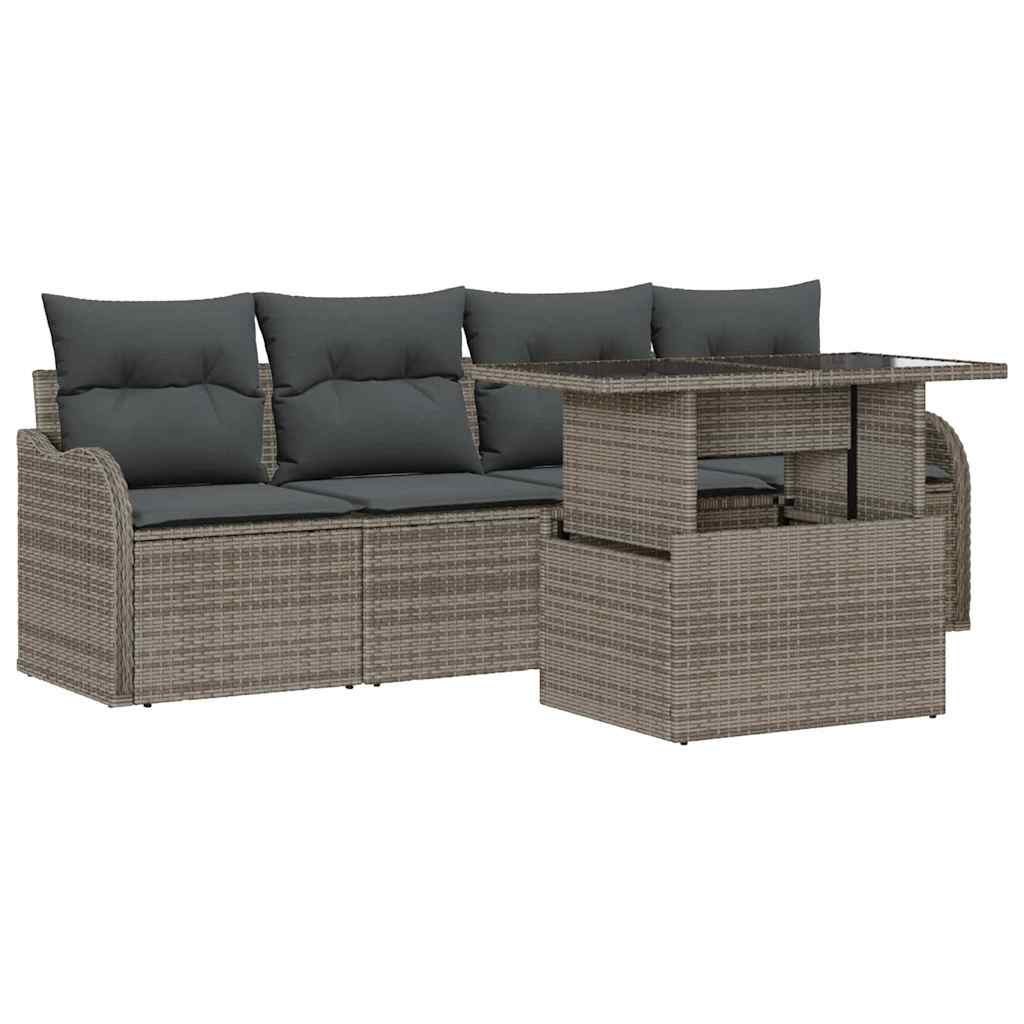 Zestaw Sof na Ogród 5 pcs Szary 100 x 55 x 73 cm Polirattan Lumarko!