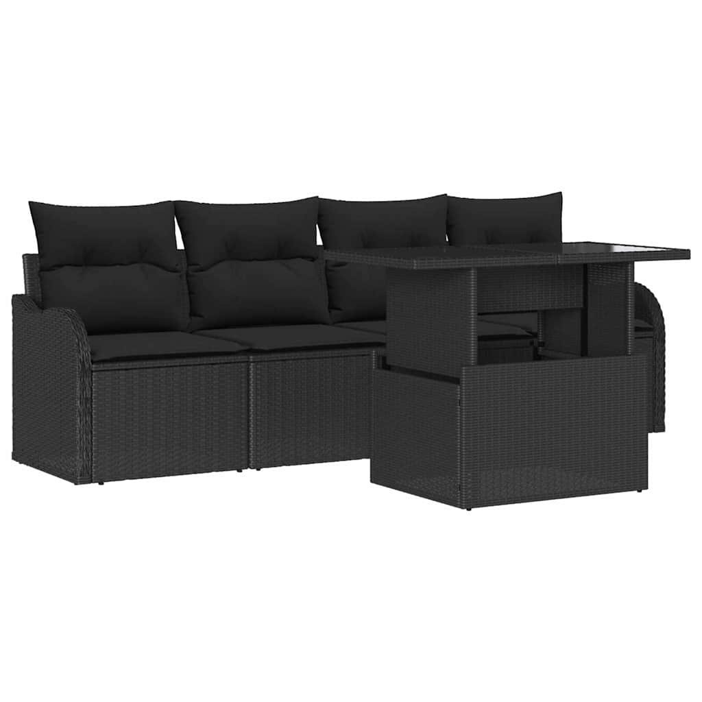 Zestaw Sof na Ogród 5 pcs Czarny 100 x 55 x 73 cm Polirattan Lumarko!