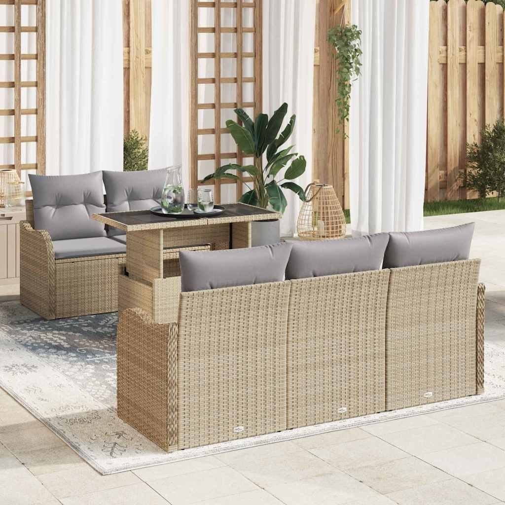 Zestaw Sof na Ogród 6 pcs Beżowy 100 x 55 x 73 cm Polirattan Lumarko!