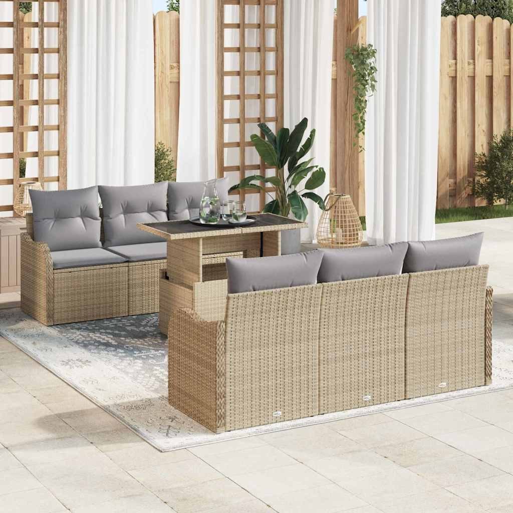 Zestaw Sof na Ogród 7 pcs Beżowy 100 x 55 x 73 cm Polirattan Lumarko!