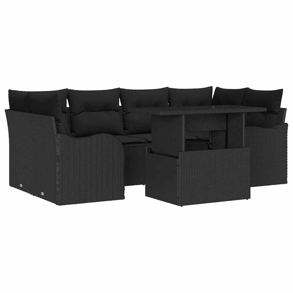 Zestaw Sof na Ogród 7 pcs Czarny 100 x 55 x 73 cm Polirattan Lumarko!