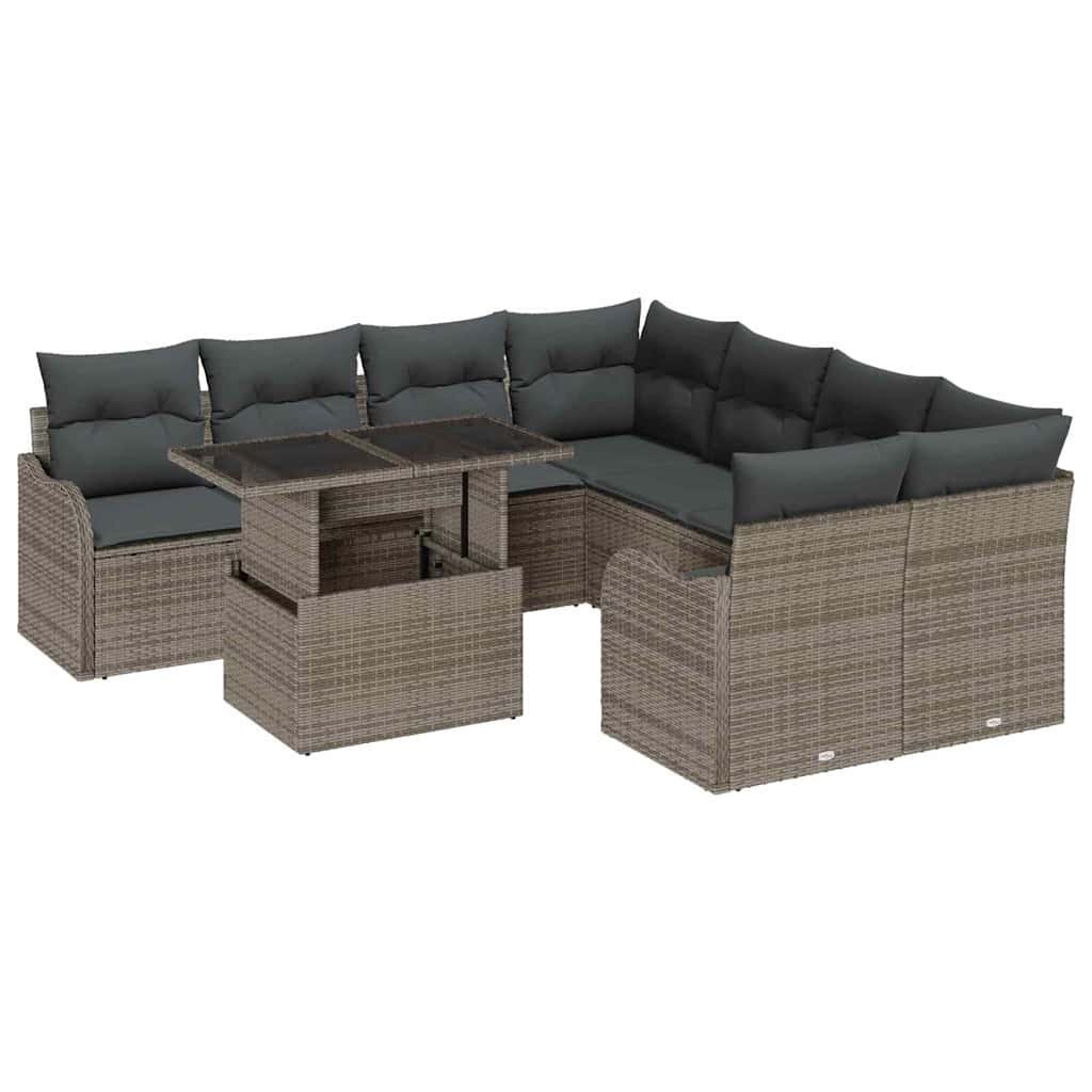 Zestaw Sof na Ogród 9 pcs Szary 100 x 55 x 73 cm Polirattan Lumarko!