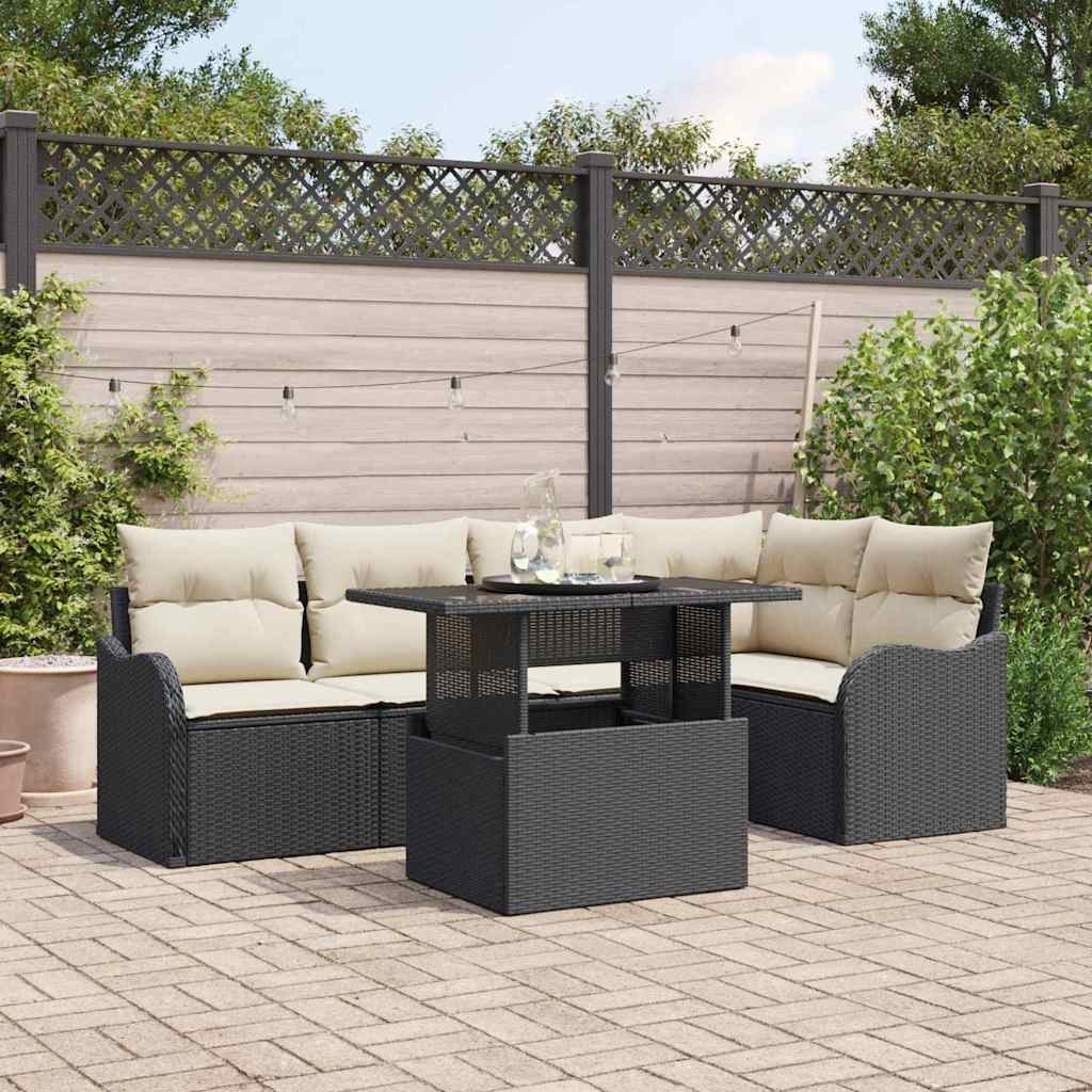 Zestaw Sof na Ogród 6 pcs Czarny 100 x 55 x 73 cm Polirattan Lumarko!