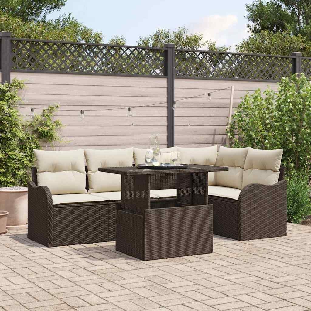Zestaw Sof na Ogród 6 pcs Brązowy 100 x 55 x 73 cm Polirattan Lumarko!