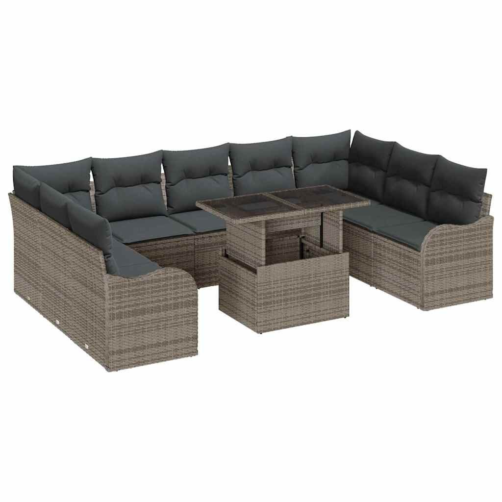 Zestaw Sof na Ogród 10 pcs Szary 100 x 55 x 73 cm Polirattan Lumarko!