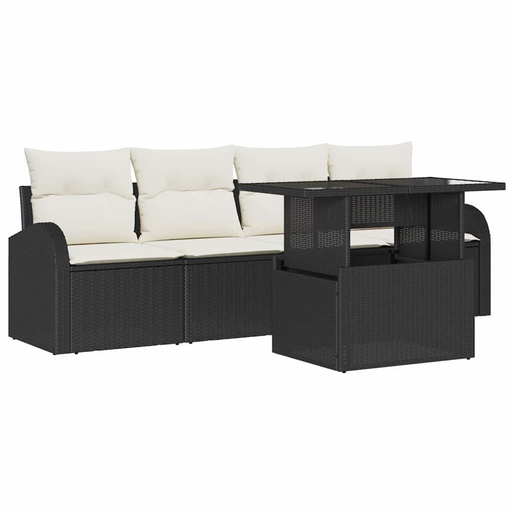 Zestaw Sof na Ogród 5 pcs Czarny 100 x 55 x 73 cm Polirattan Lumarko!