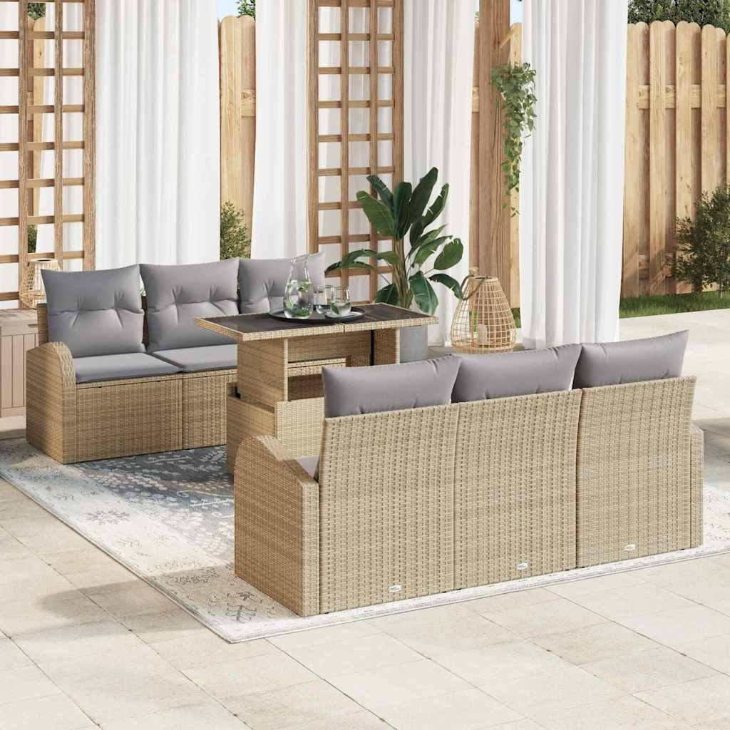 Zestaw Sof na Ogród 7 pcs Beżowy 100 x 55 x 73 cm Polirattan Lumarko!