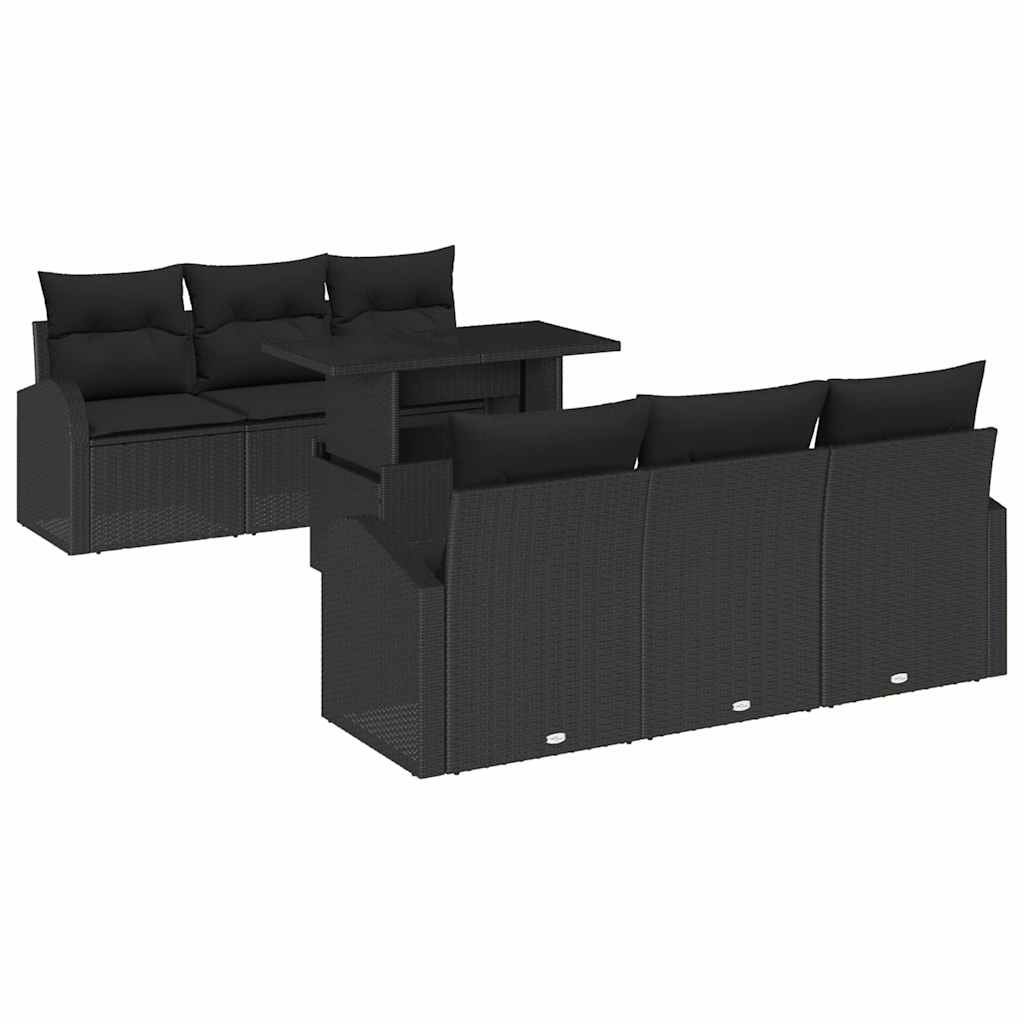Zestaw Sof na Ogród 7 pcs Czarny 100 x 55 x 73 cm Polirattan Lumarko!