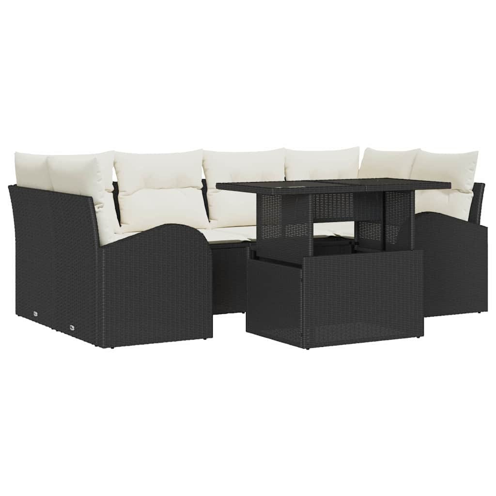 Zestaw Sof na Ogród 7 pcs Czarny 100 x 55 x 73 cm Polirattan Lumarko!