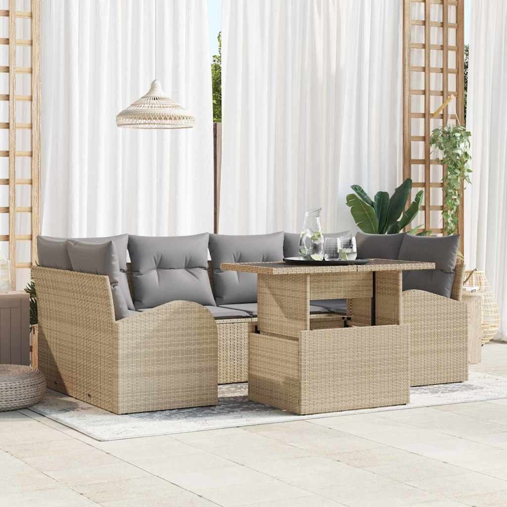 Zestaw Sof na Ogród 7 pcs Beżowy 100 x 55 x 73 cm Polirattan Lumarko!
