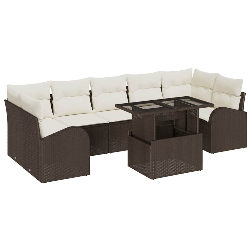 Zestaw Sof na Ogród 8 pcs Brązowy 100 x 55 x 73 cm Polirattan Lumarko!