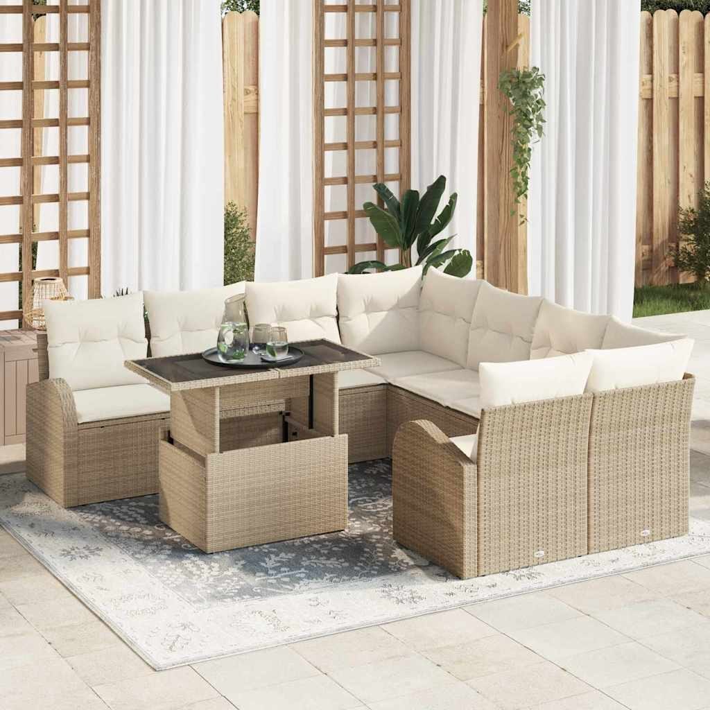 Zestaw Sof na Ogród 9 pcs Beżowy 100 x 55 x 73 cm Polirattan Lumarko!