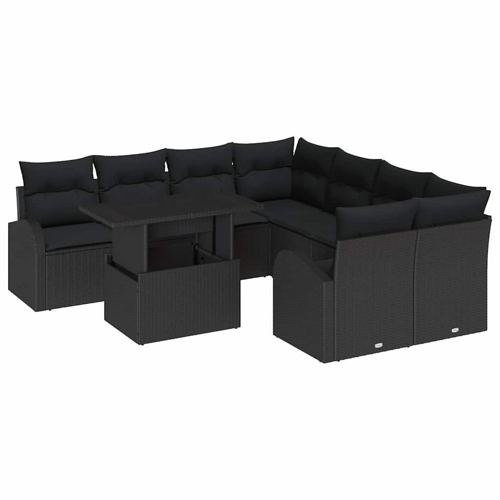 Zestaw Sof na Ogród 9 pcs Czarny 100 x 55 x 73 cm Polirattan Lumarko!