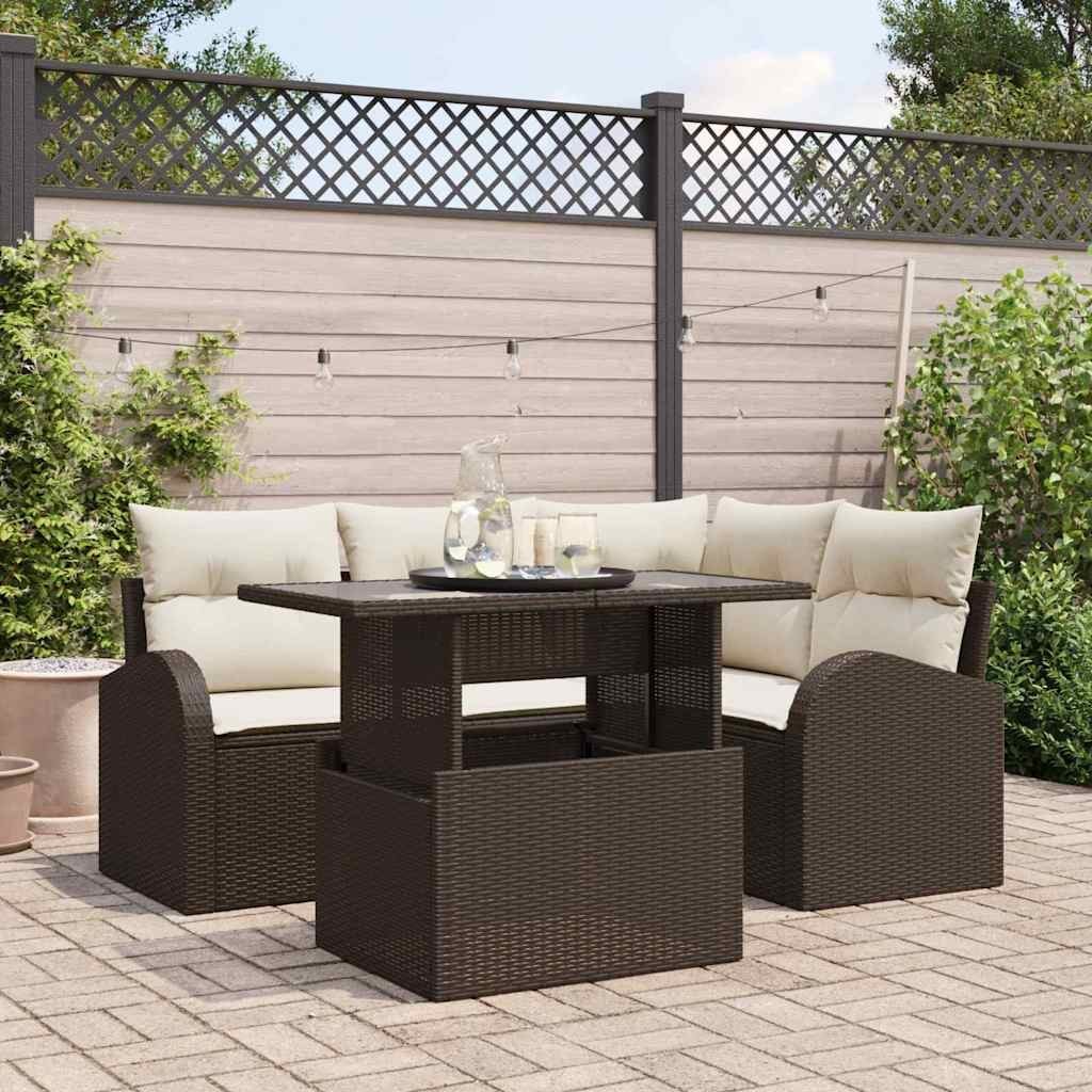 Zestaw Sof na Ogród 5 pcs Brązowy 100 x 55 x 73 cm Polirattan Lumarko!