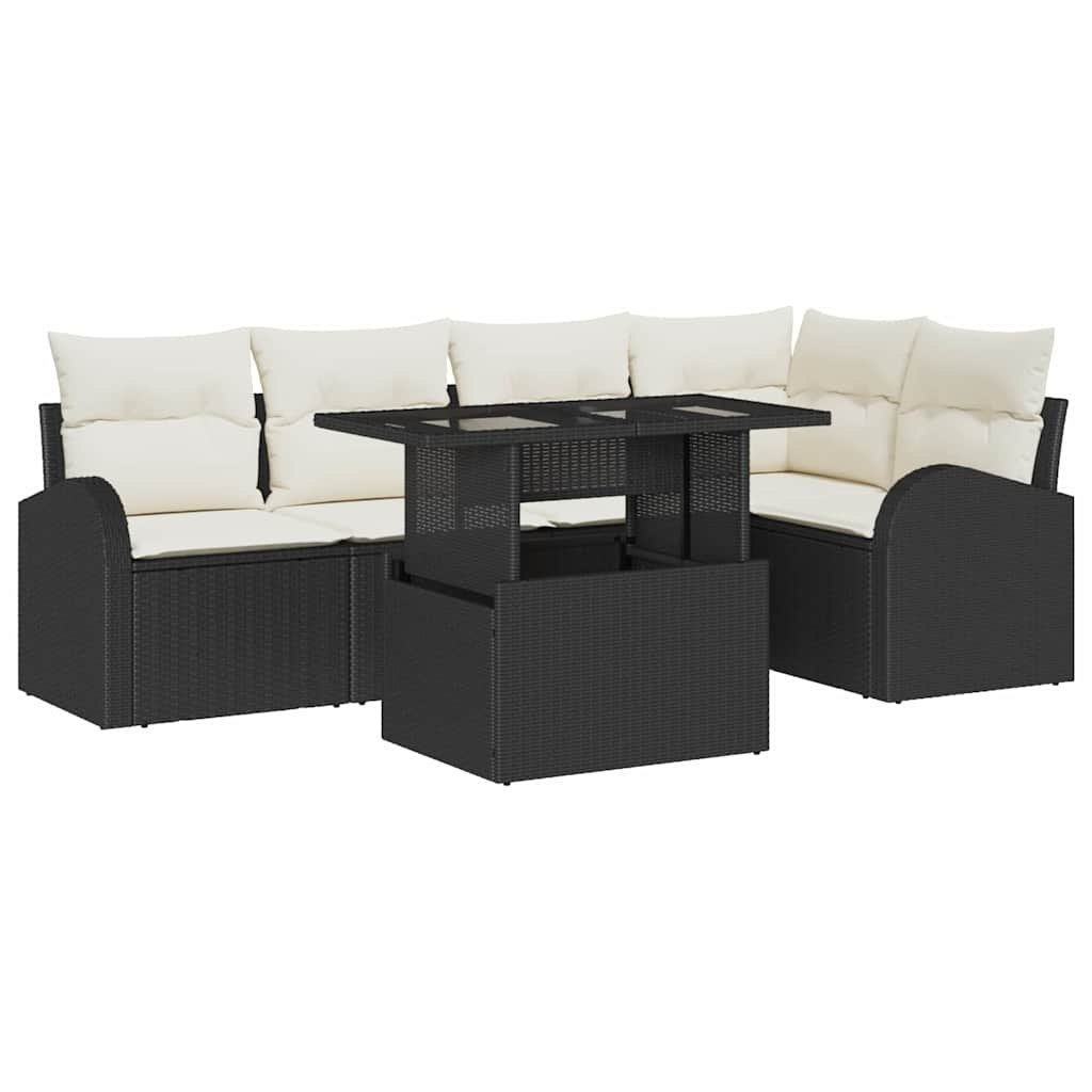 Zestaw Sof na Ogród 6 pcs Czarny 100 x 55 x 73 cm Polirattan Lumarko!