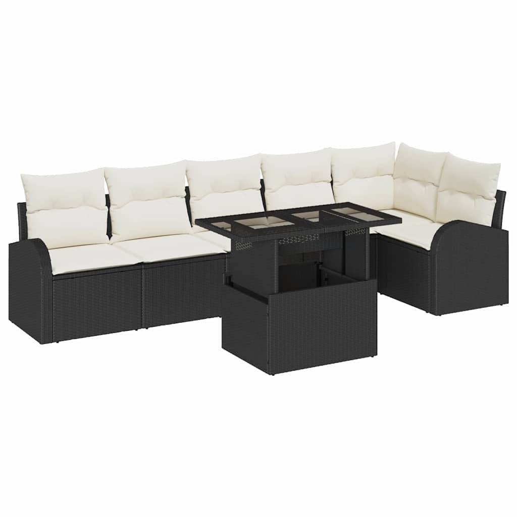 Zestaw Sof na Ogród 7 pcs Czarny 100 x 55 x 73 cm Polirattan Lumarko!