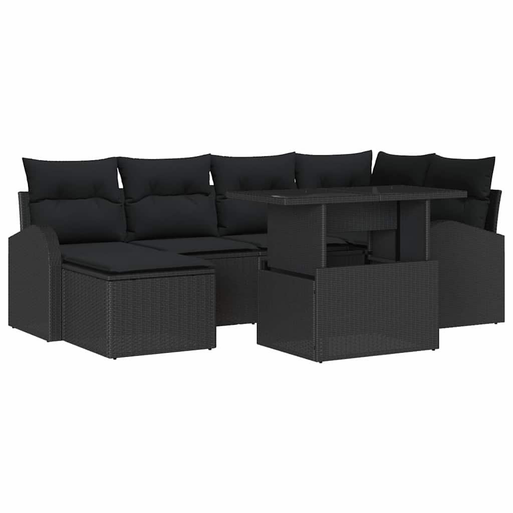 Zestaw Sof na Ogród z przechowywaniem 7 pcs Czarny Polirattan Lumarko!