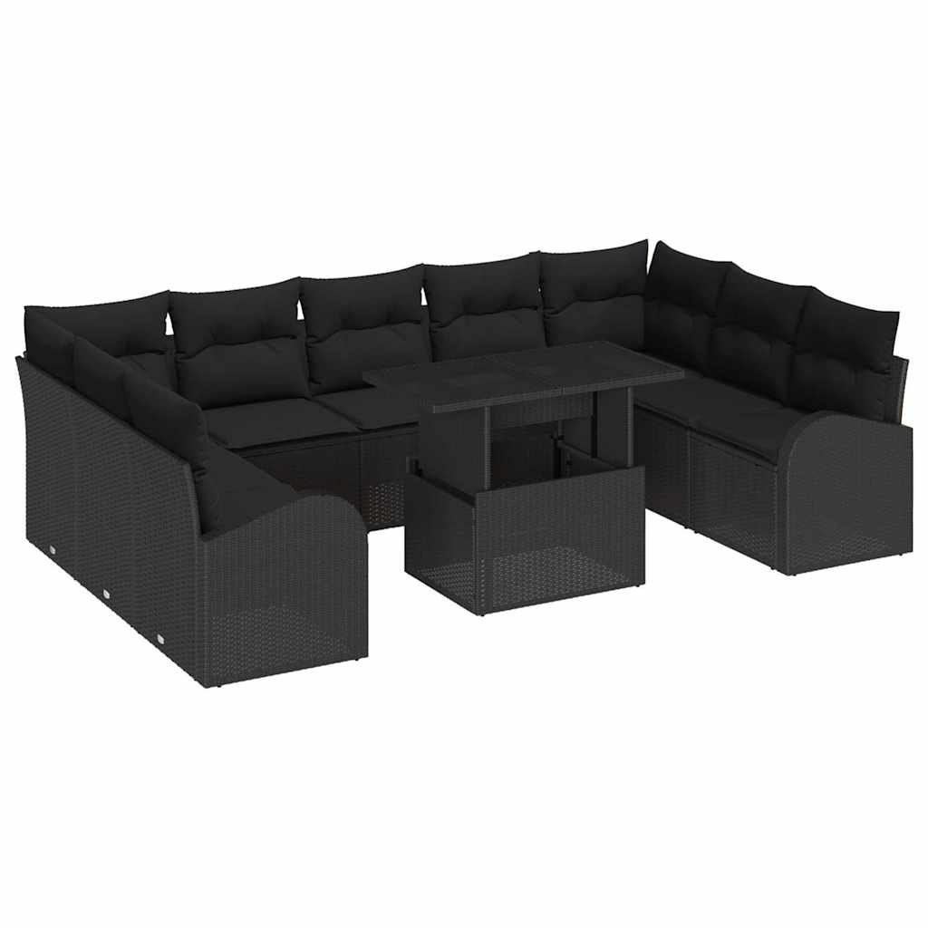 Zestaw Sof na Ogród z przechowywaniem 10 pcs Czarny Polirattan Lumarko!